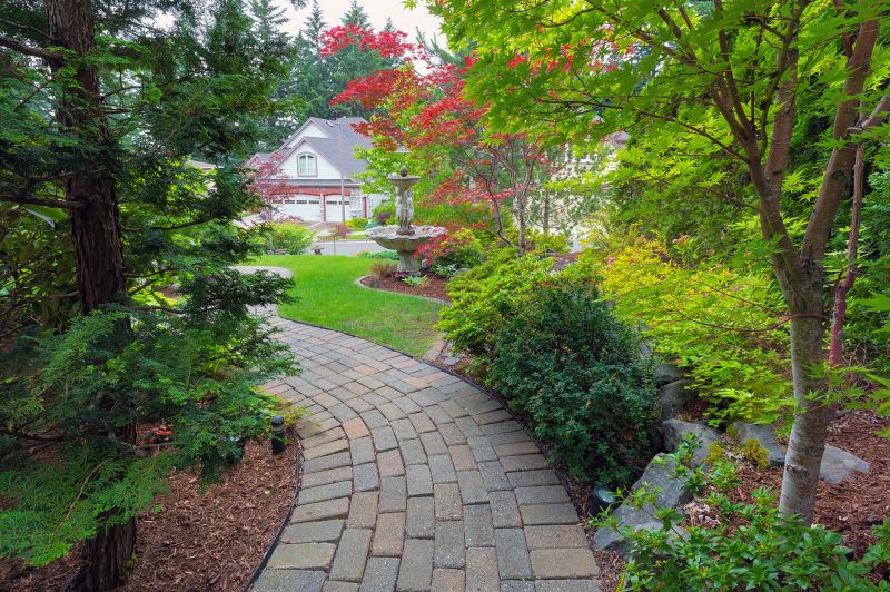 Paver pathway through garden